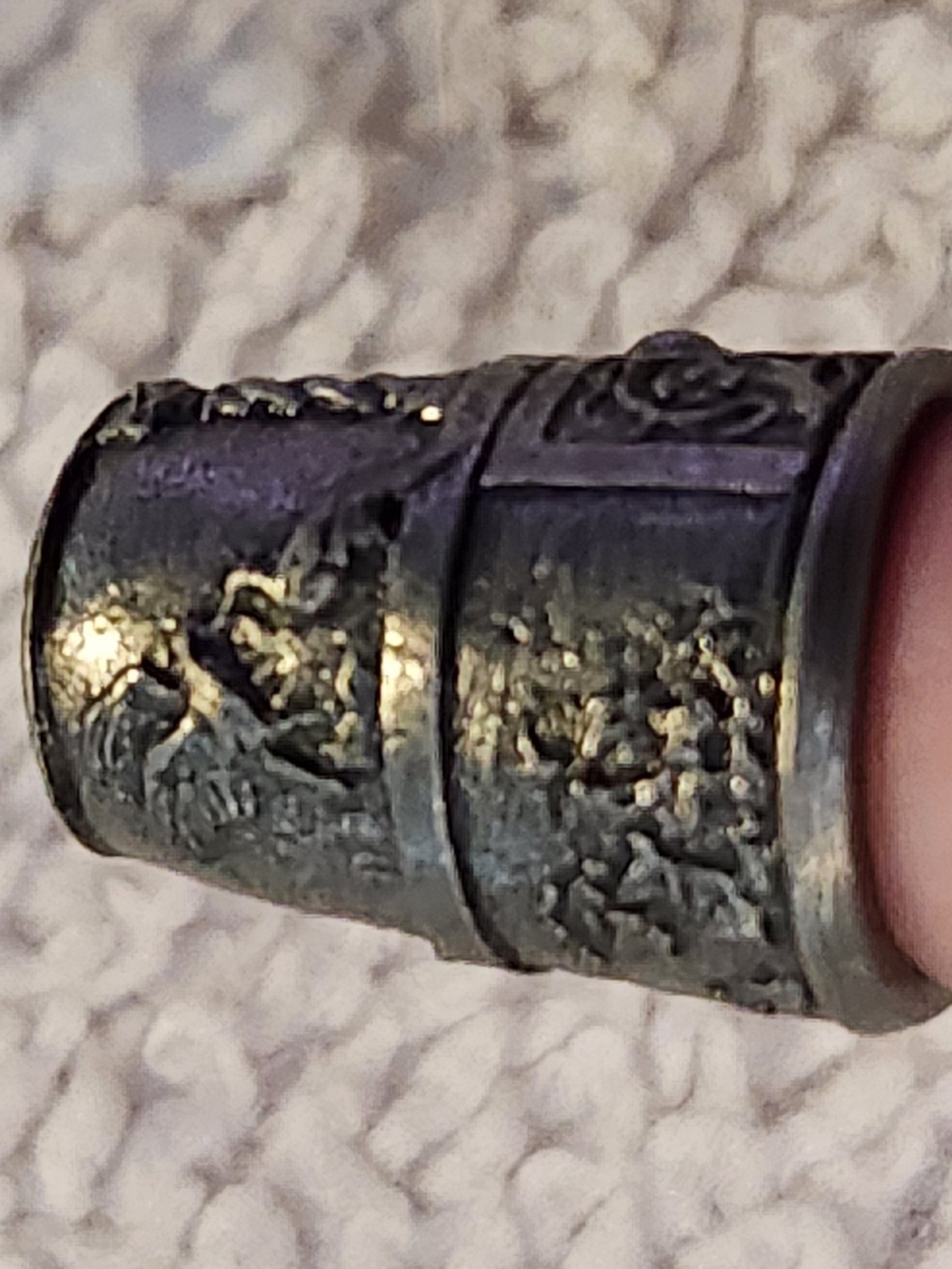 #E - Vintage Ornate Metal Thimble Franklin Mint Grimm's Fairy Tales. 1982
